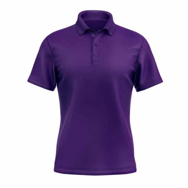 A vibrant purple blank Polo-shirt on a flat surface.