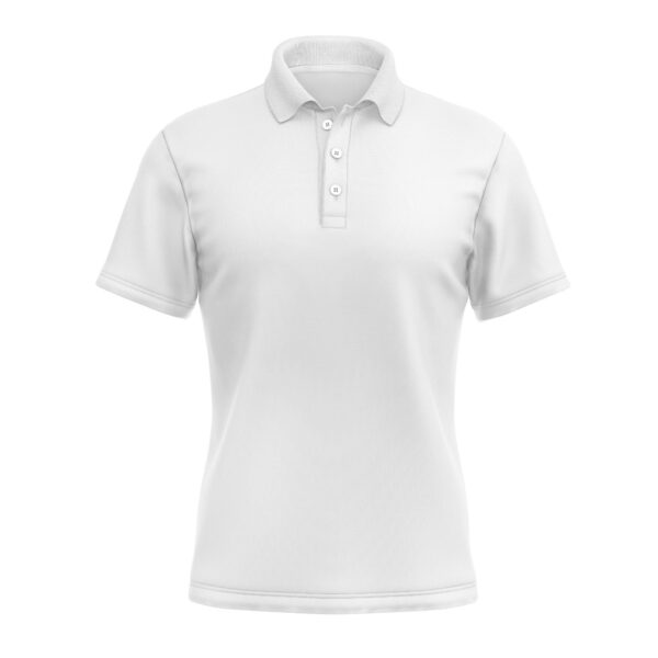 A classic white polo-shirt neatly laid out.